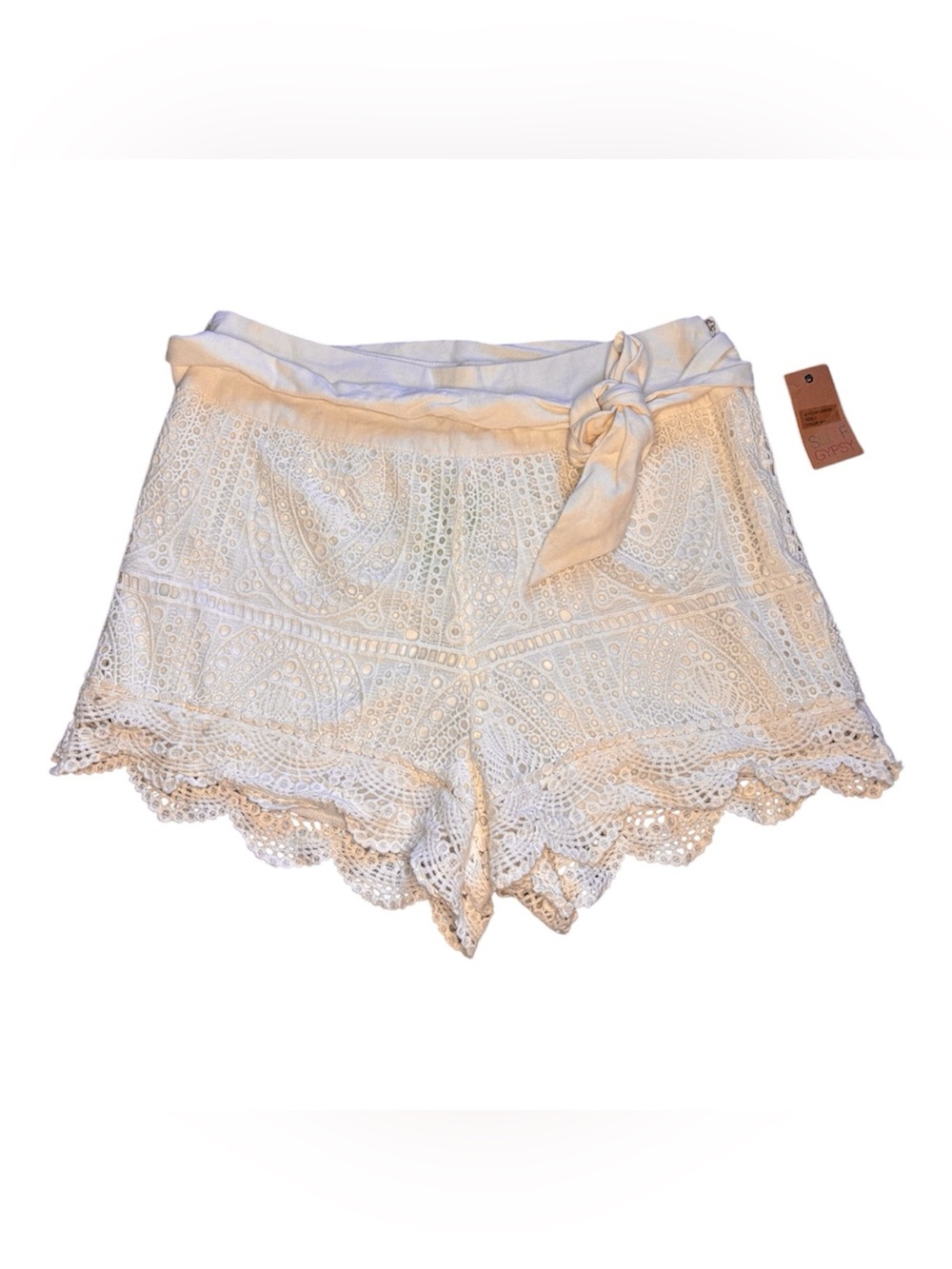 Lace Crochet Tie-Waist Skort - White
